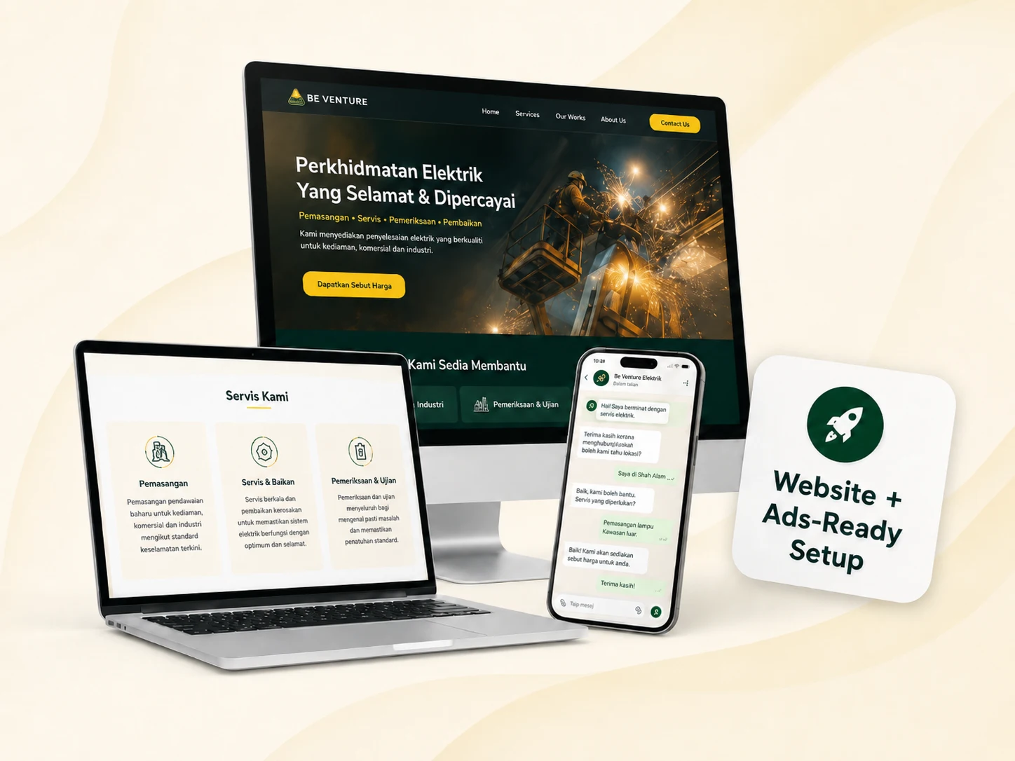 Servis website untuk bisnes kecil